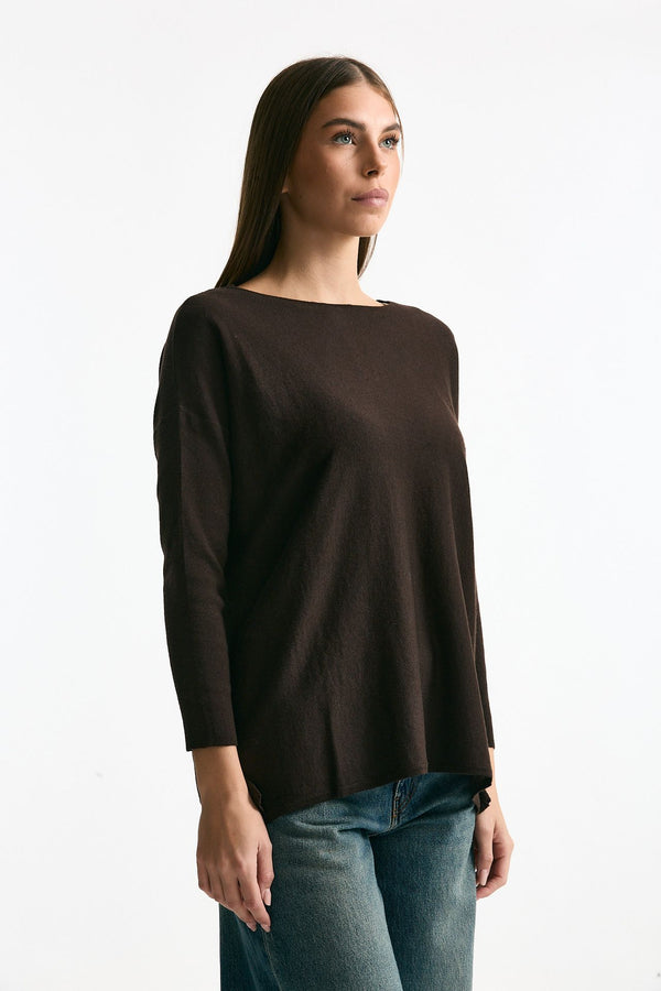 Maglia in seta e cashmere marrone donna Clouds