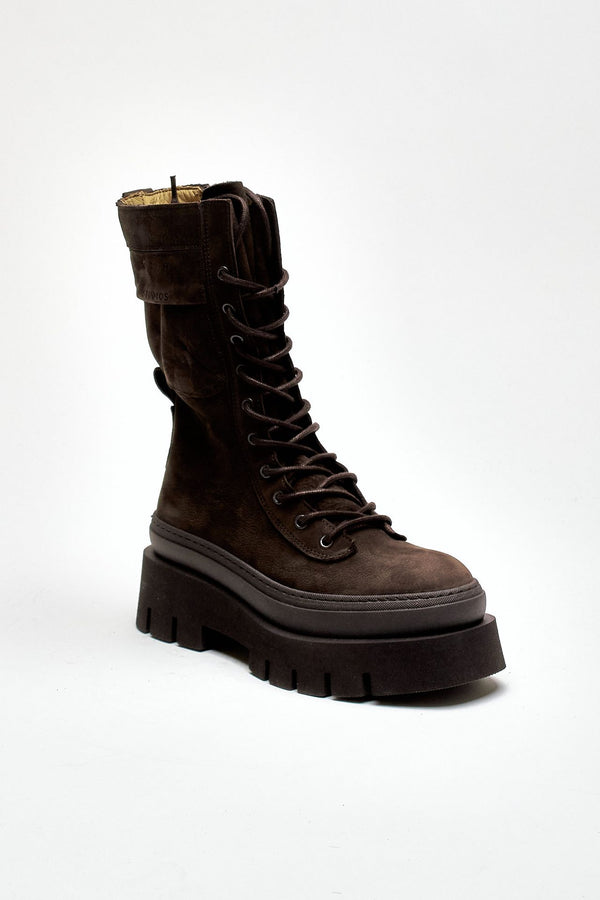 Anfibio alto CPH691 in nabuk testa di moro donna Copenhagen