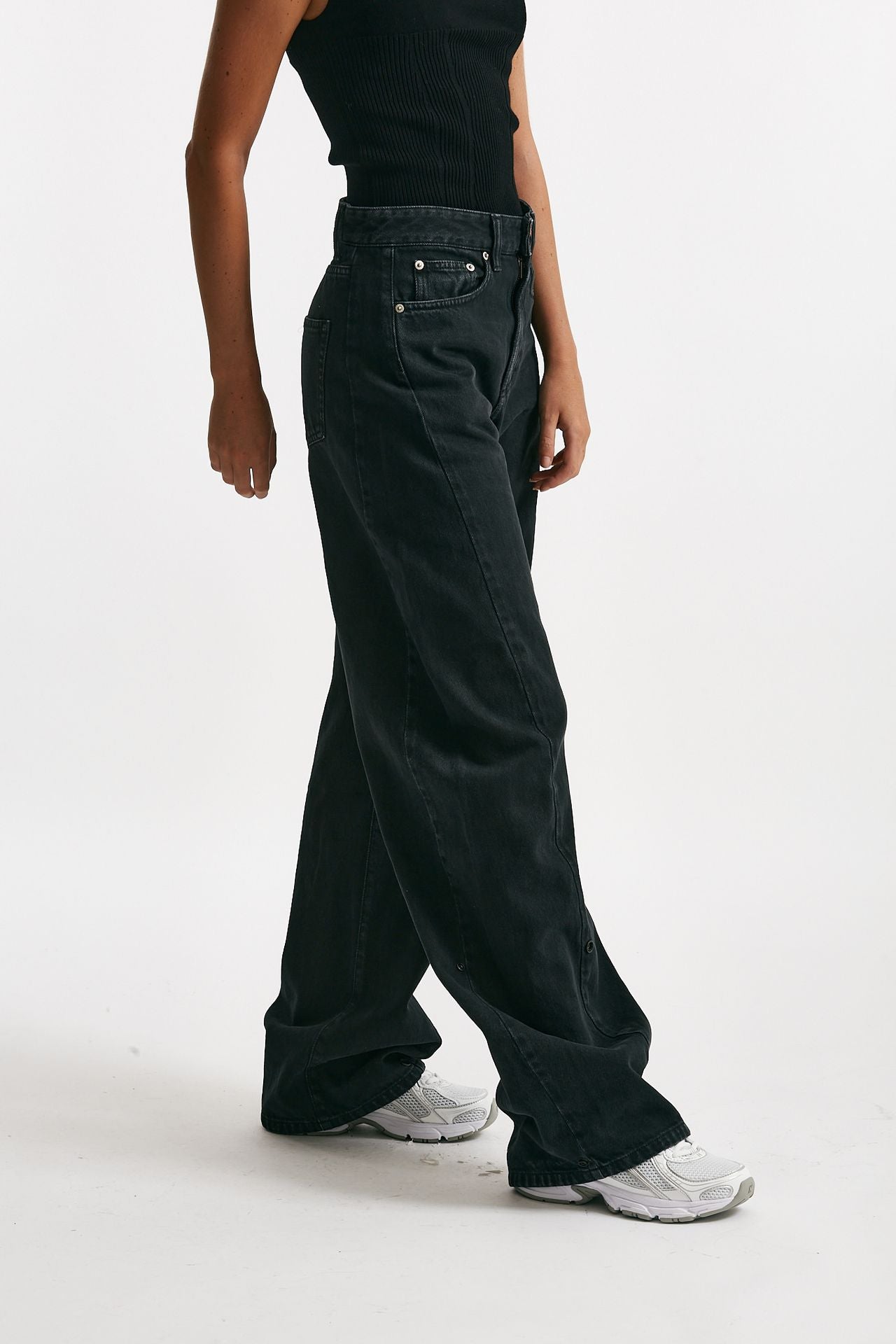 jeans gamba ampia hostel grigio/nero donna Department five - 4