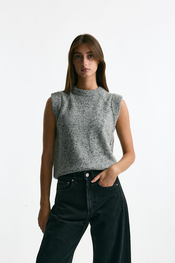 Gilet in maglia moulinè grigio donna Department five