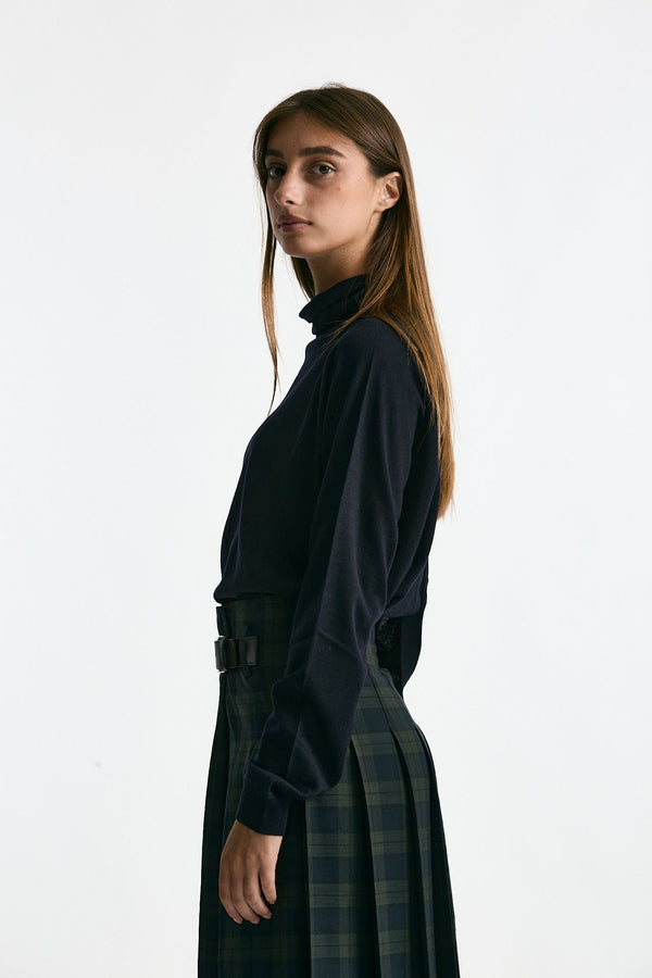 Maglia dolcevita in lana rasata blu donna Department five