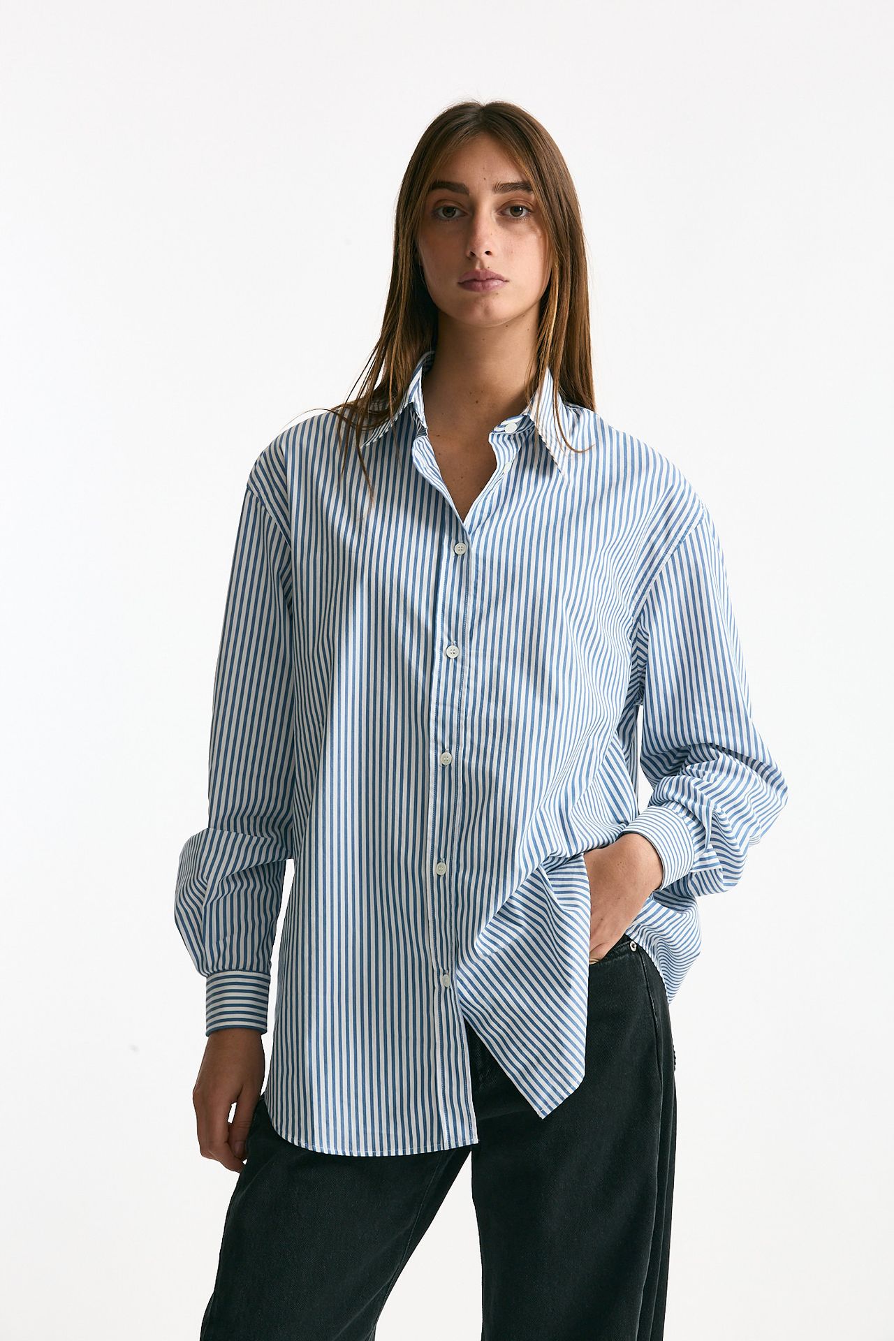 Camicia over HANGAR rigata bianca e blu donna Department five - 1