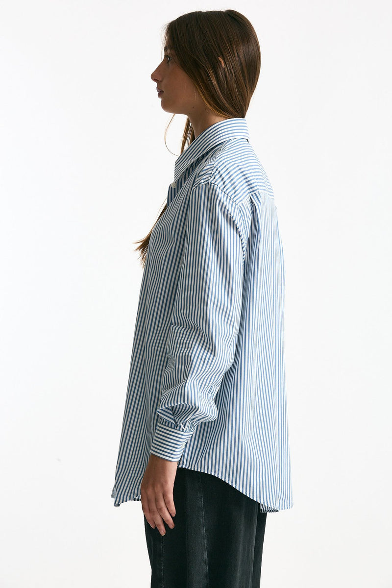 Camicia over HANGAR rigata bianca e blu donna Department five - 2