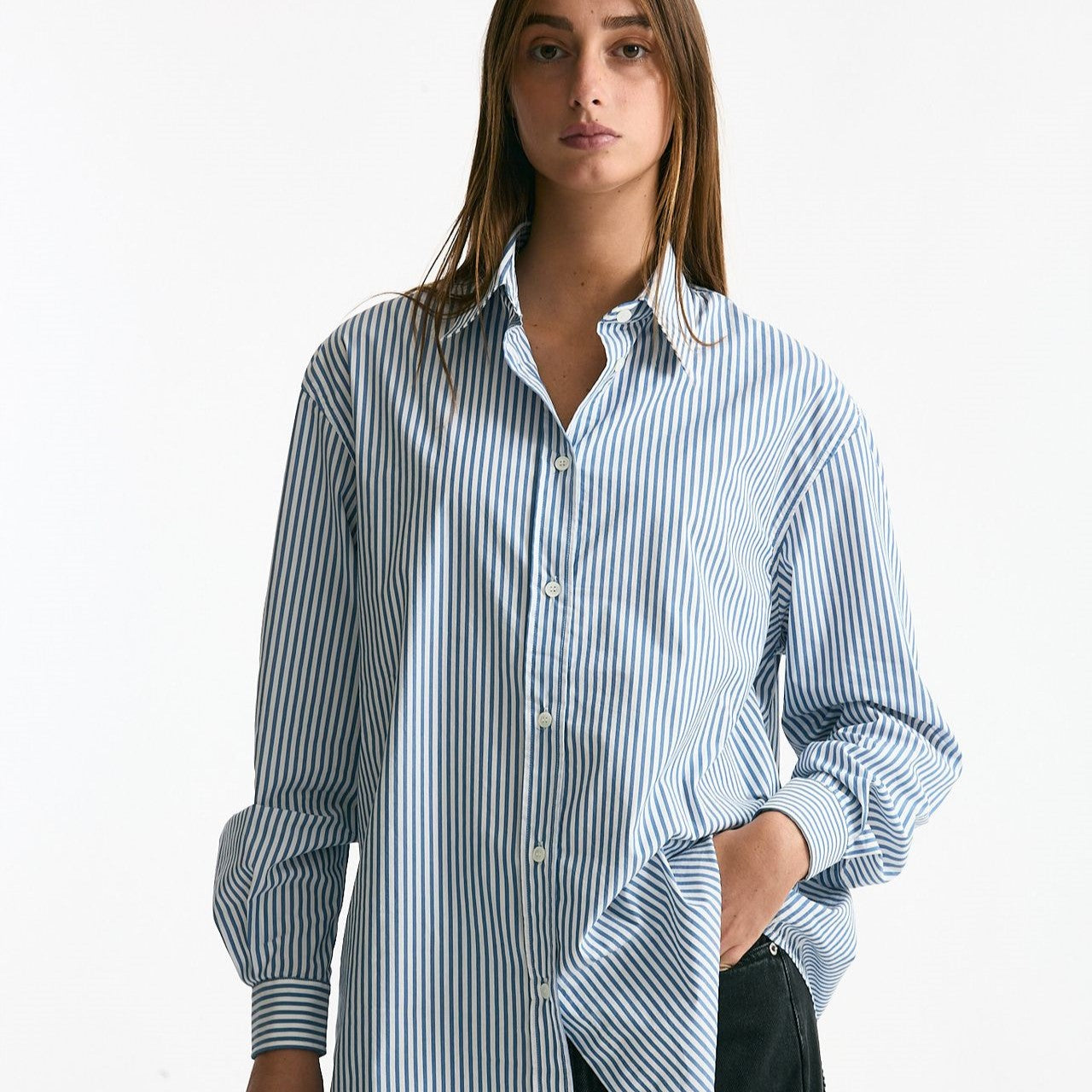 Camicia over HANGAR rigata bianca e blu donna Department five - 7