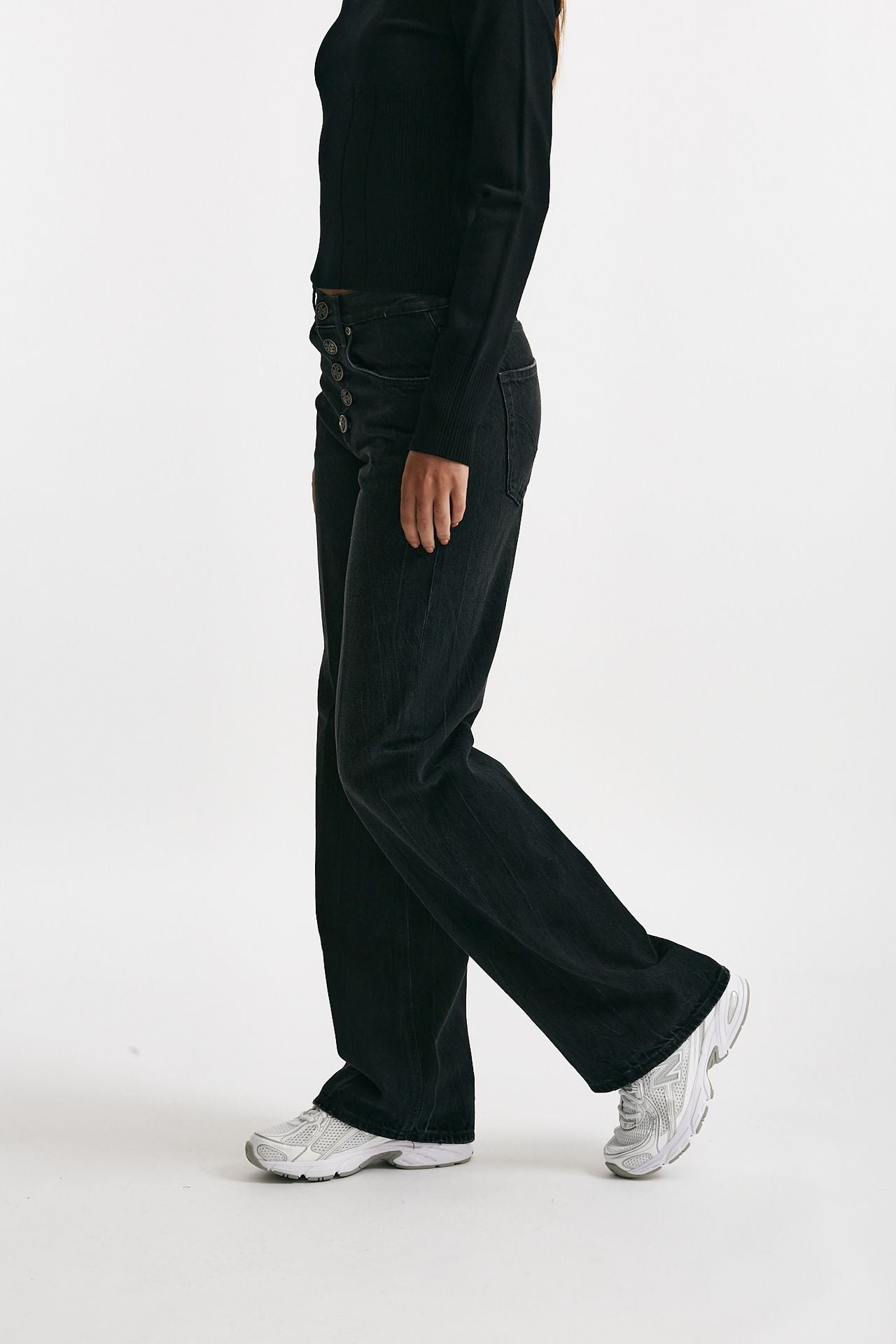 jeans wide leg jackline nero vintage donna Dondup - 2