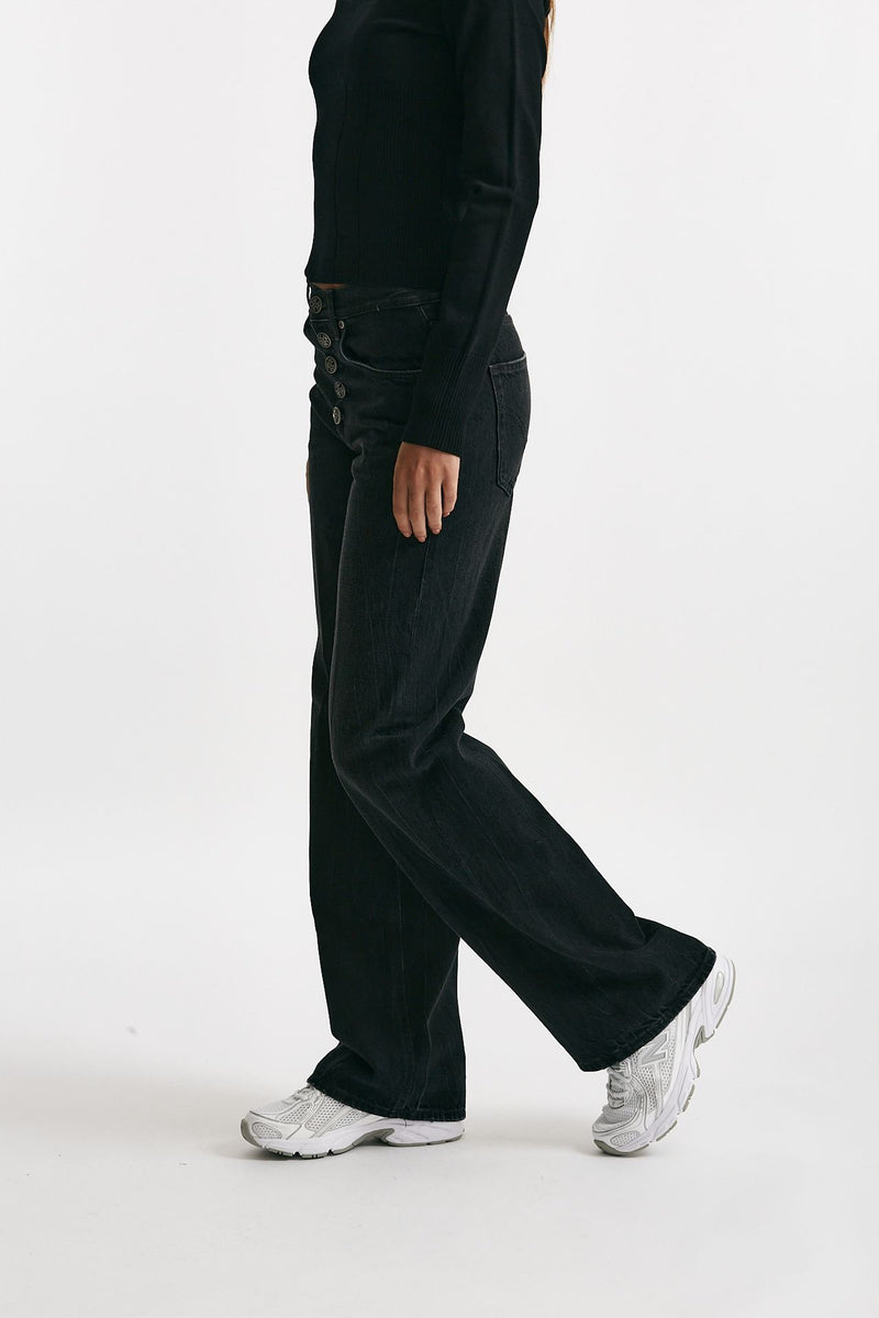 jeans wide leg jackline nero vintage donna Dondup - 2