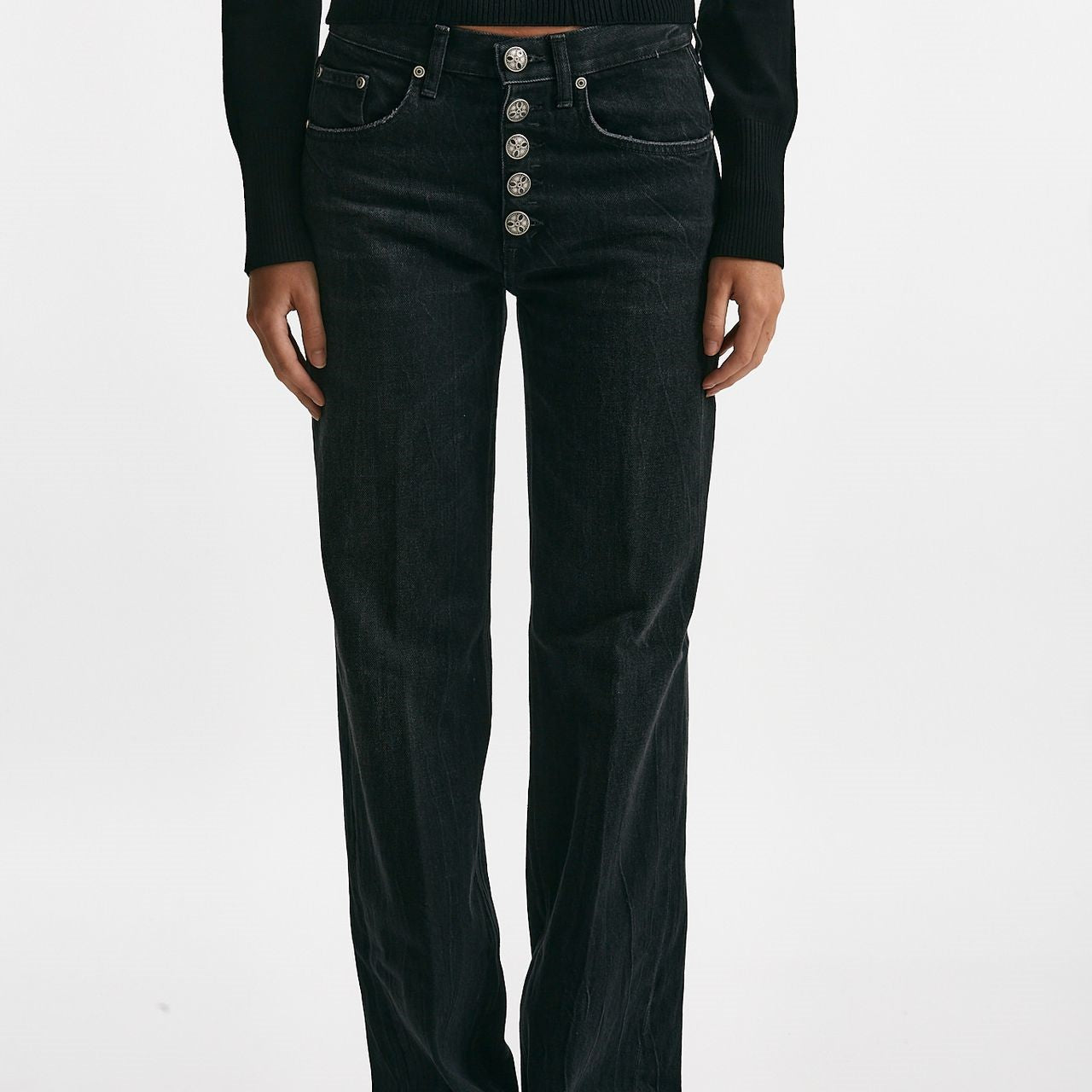 jeans wide leg jackline nero vintage donna Dondup - 8