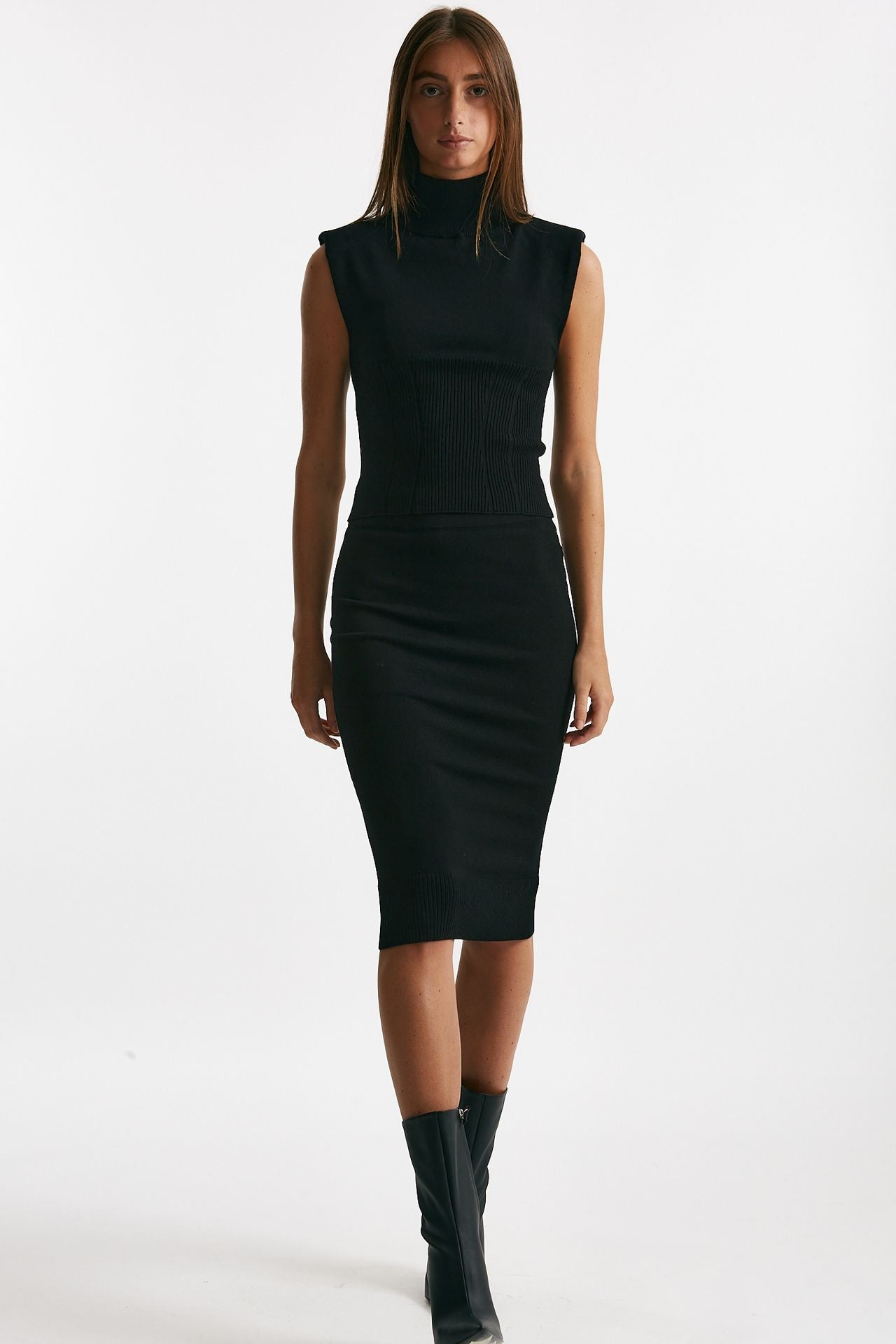 gonna in maglia nero elastico in vita donna Dondup - 1