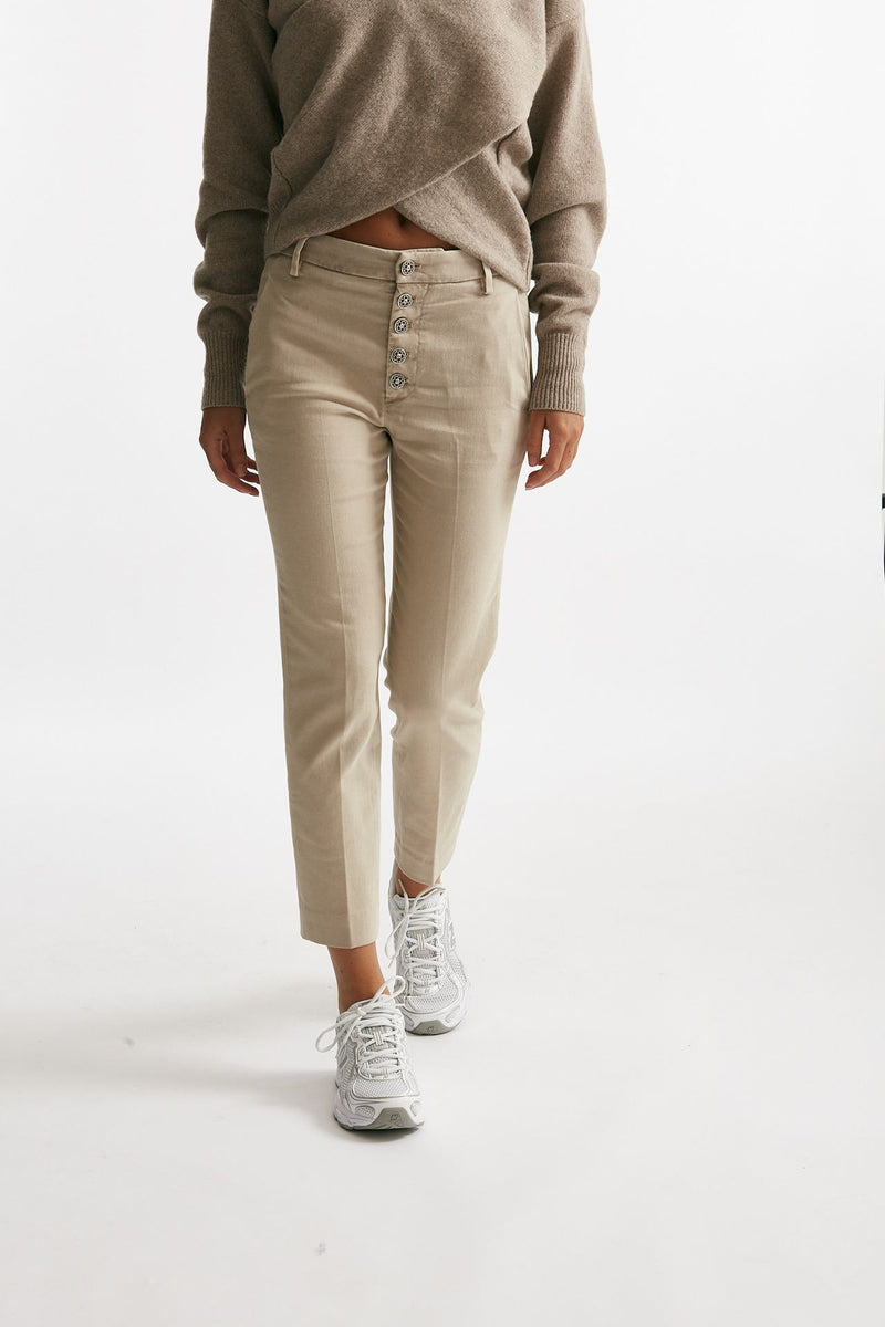 pantaloni nima loose in cotone beige panna donna Dondup - 1