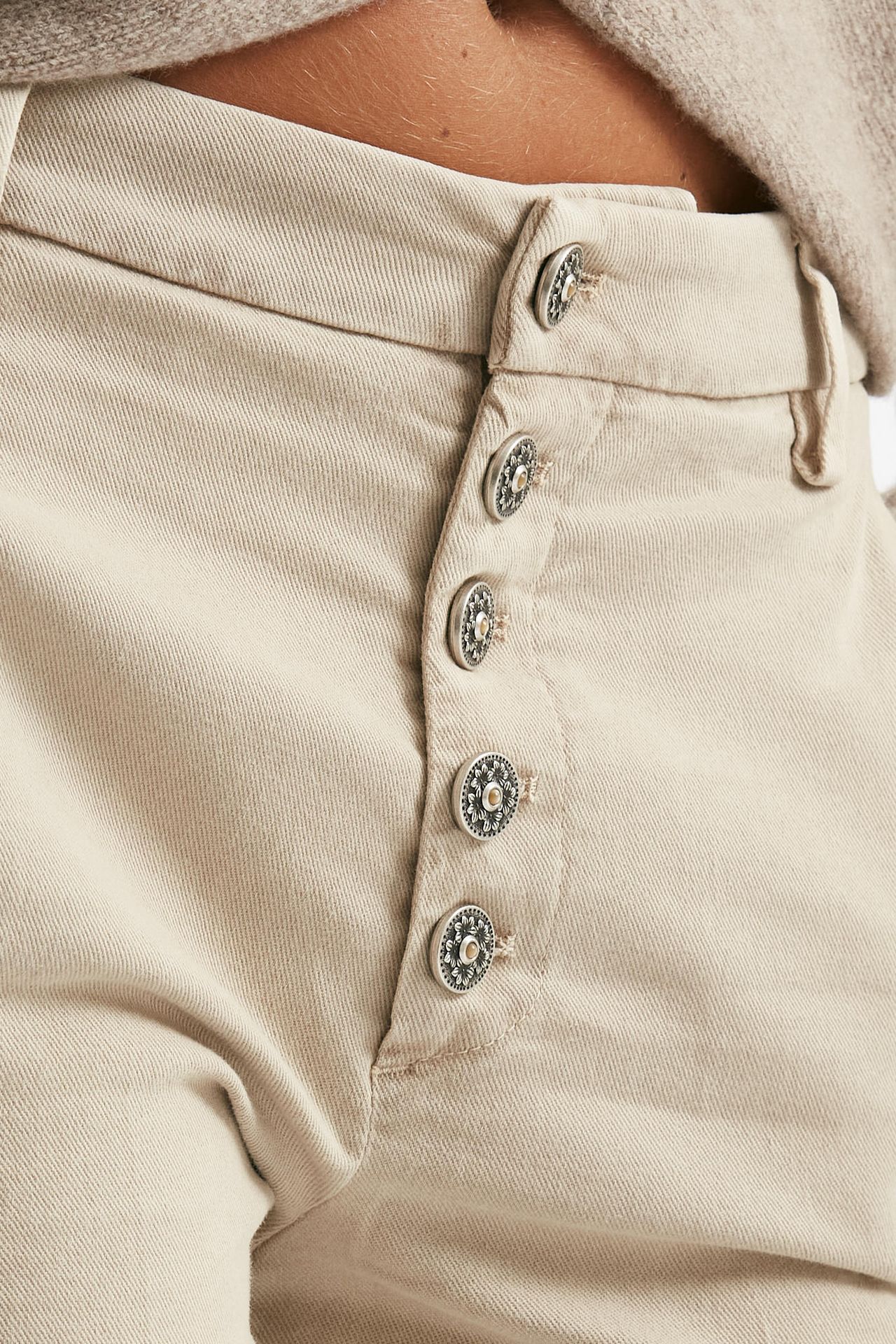 pantaloni nima loose in cotone beige panna donna Dondup - 5