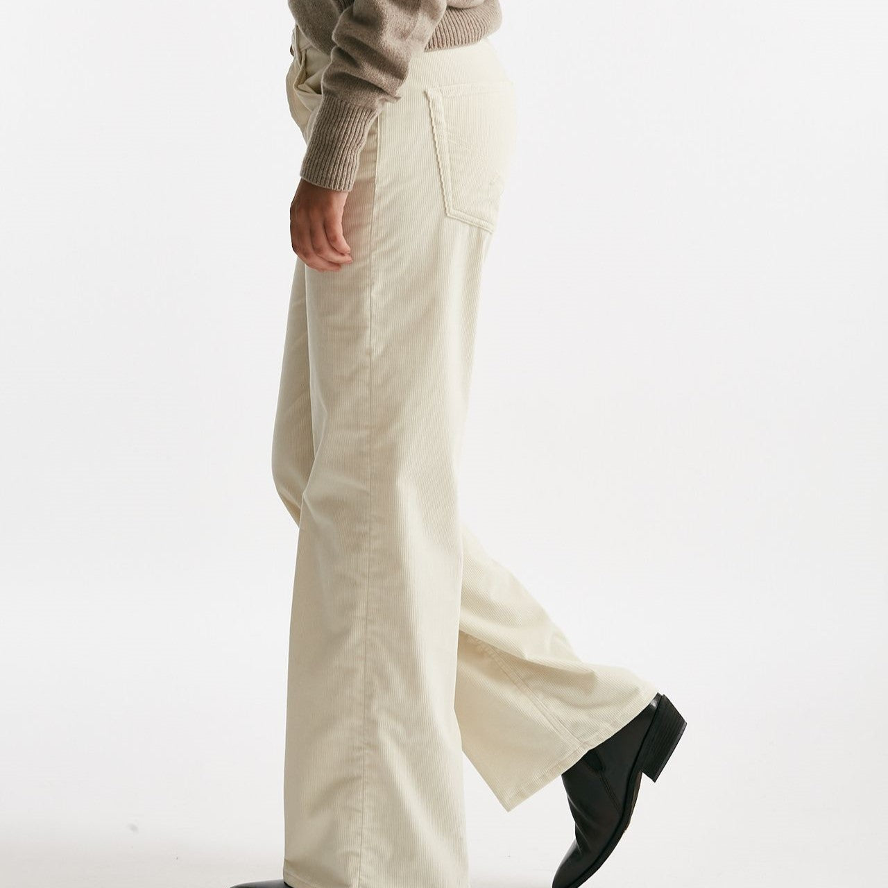 pantalone wide leg in velluto jackline panna donna Dondup - 8