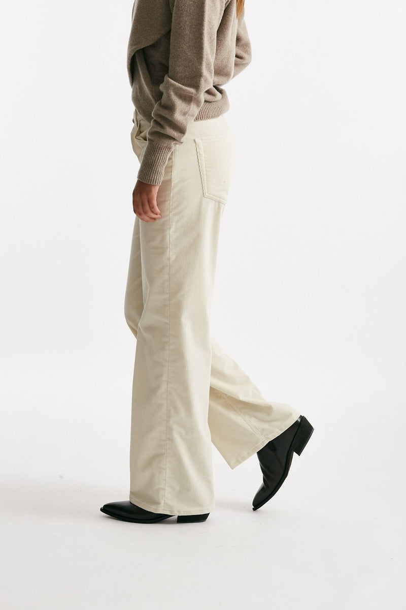 pantalone wide leg in velluto jackline panna donna Dondup - 2