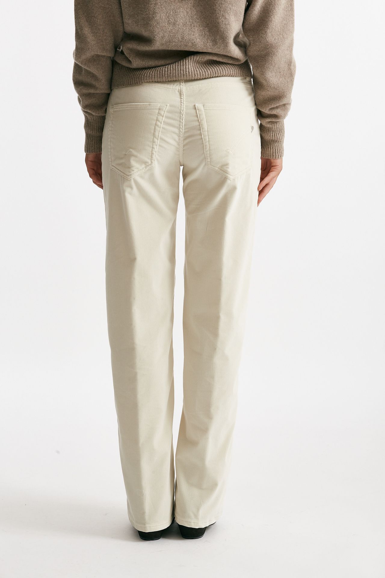 pantalone wide leg in velluto jackline panna donna Dondup - 3