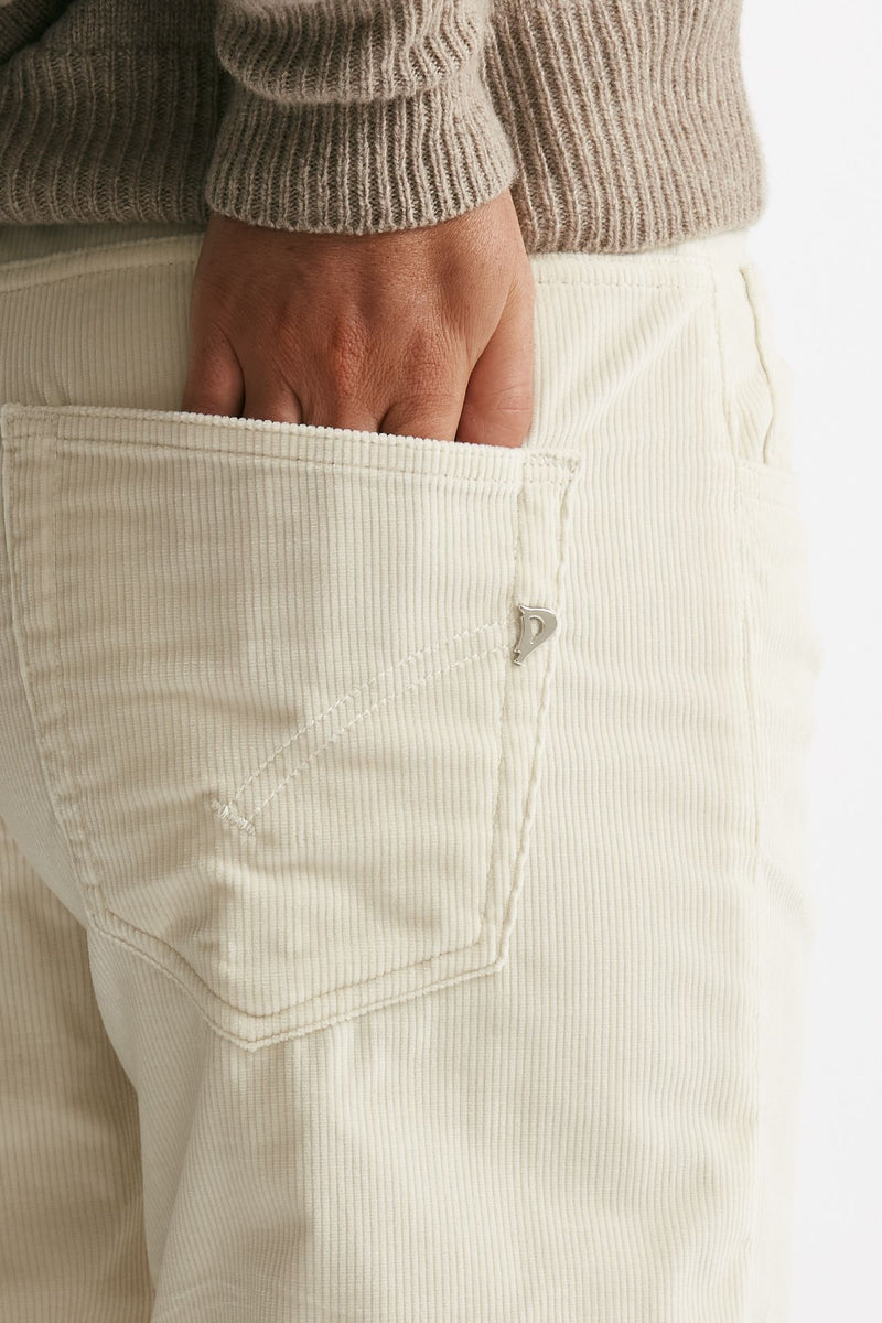 pantalone wide leg in velluto jackline panna donna Dondup - 7