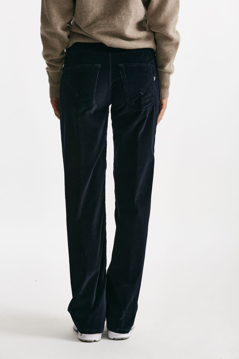 pantalone wide leg jackline in velluto blu donna Dondup - 3