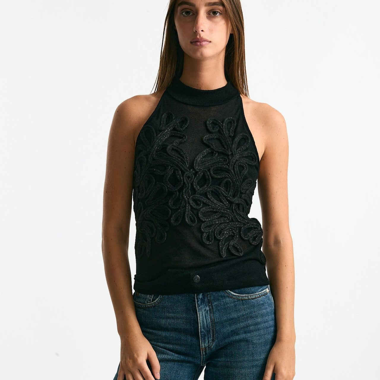 Top ricamato nero donna Dondup - 6