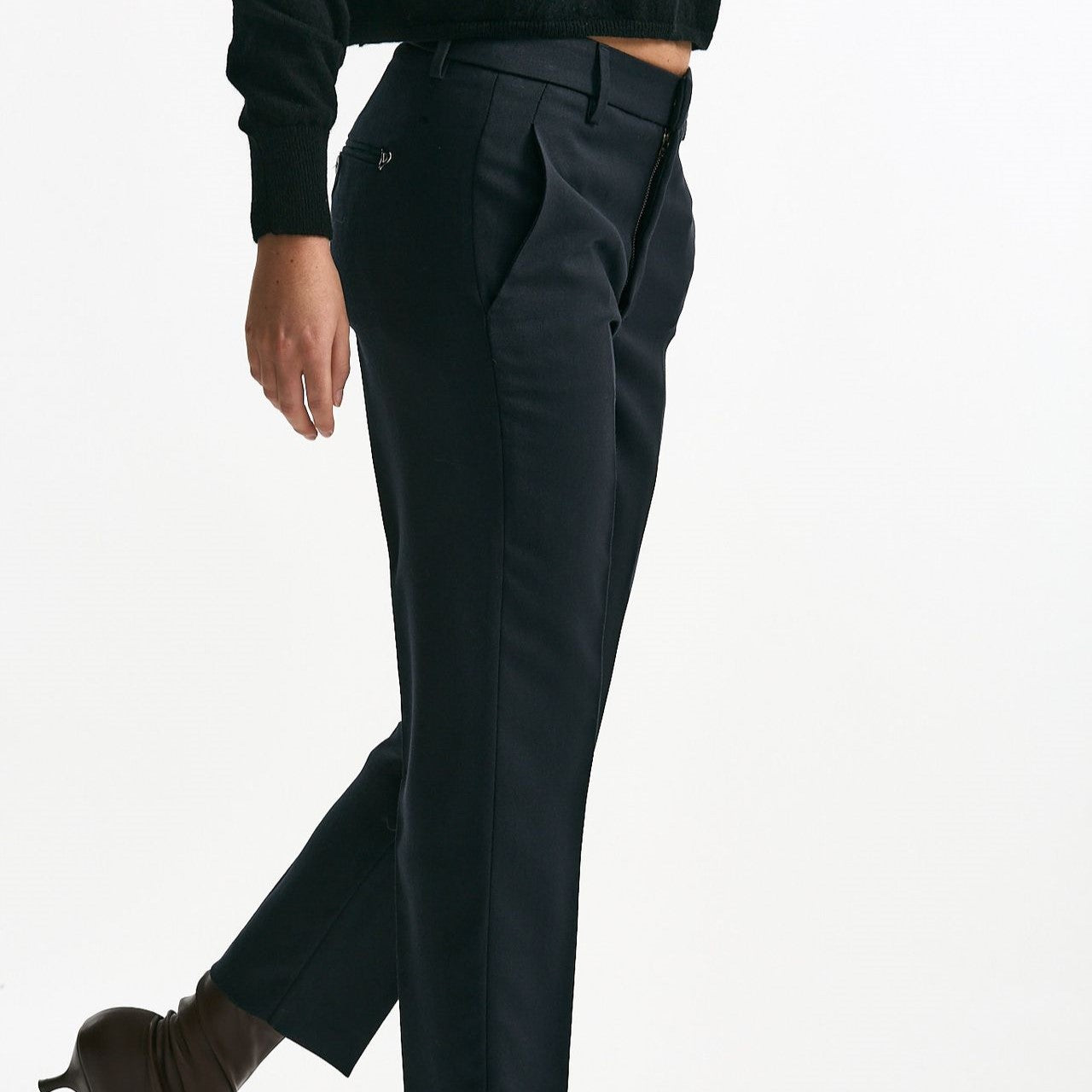 Pantalone NIMA ZIP in lana blu notte donna Dondup - 8