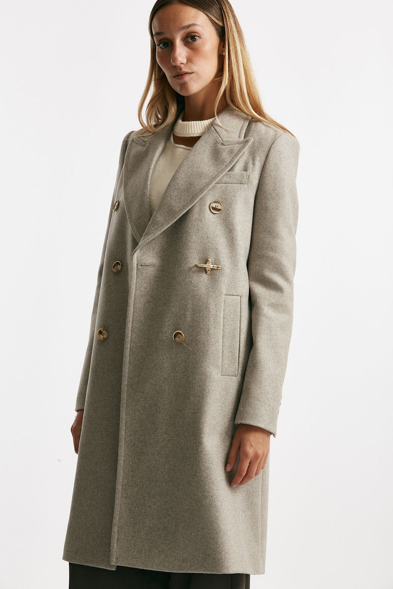 cappotto in panno di lana e cashmere beige donna Fay - 2