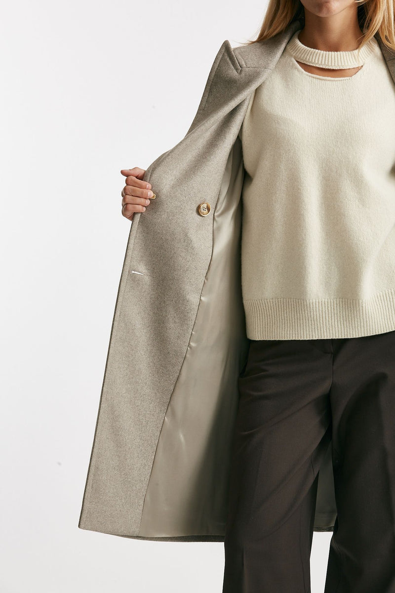 cappotto in panno di lana e cashmere beige donna Fay - 5