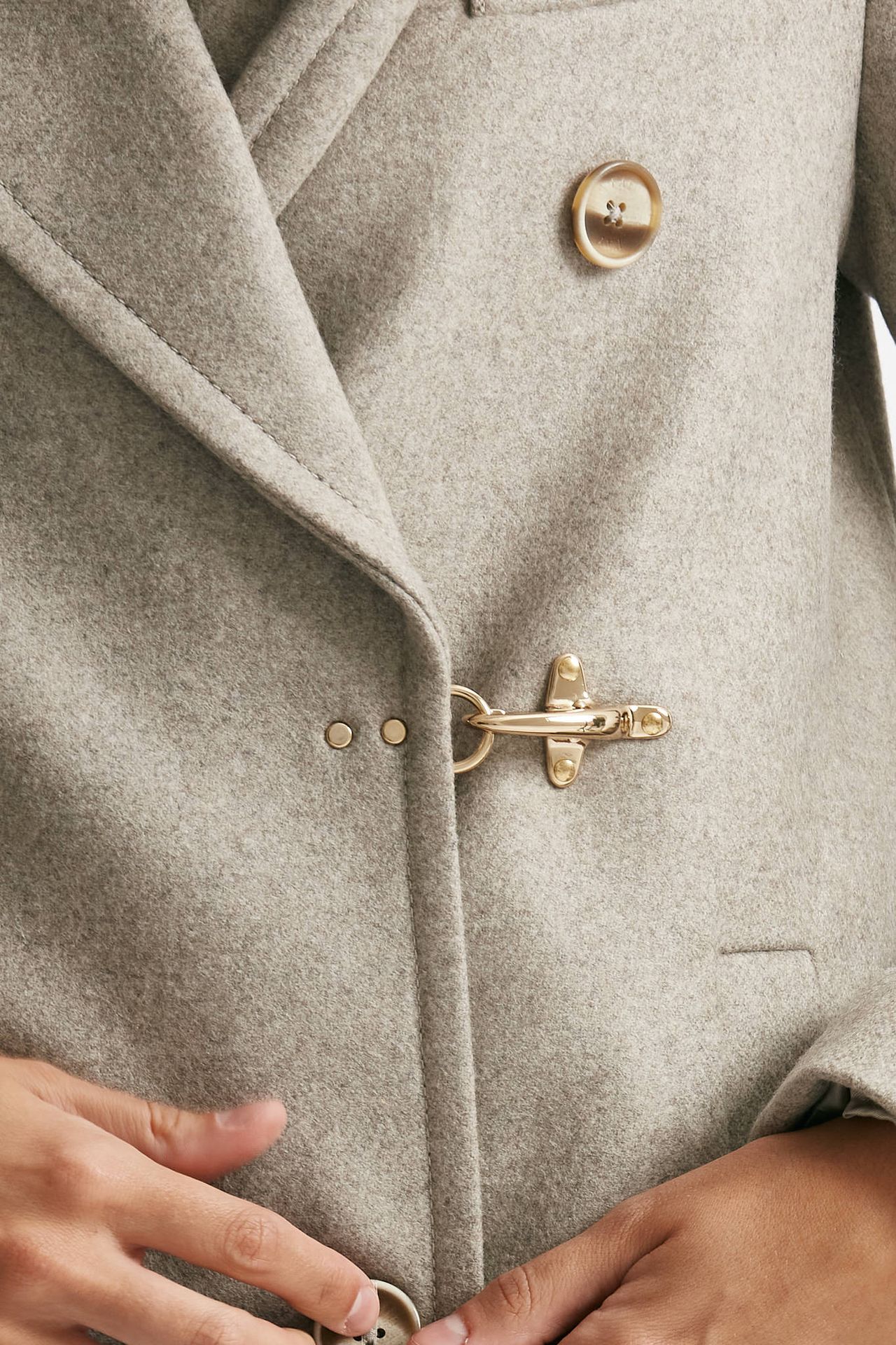 cappotto in panno di lana e cashmere beige donna Fay - 6
