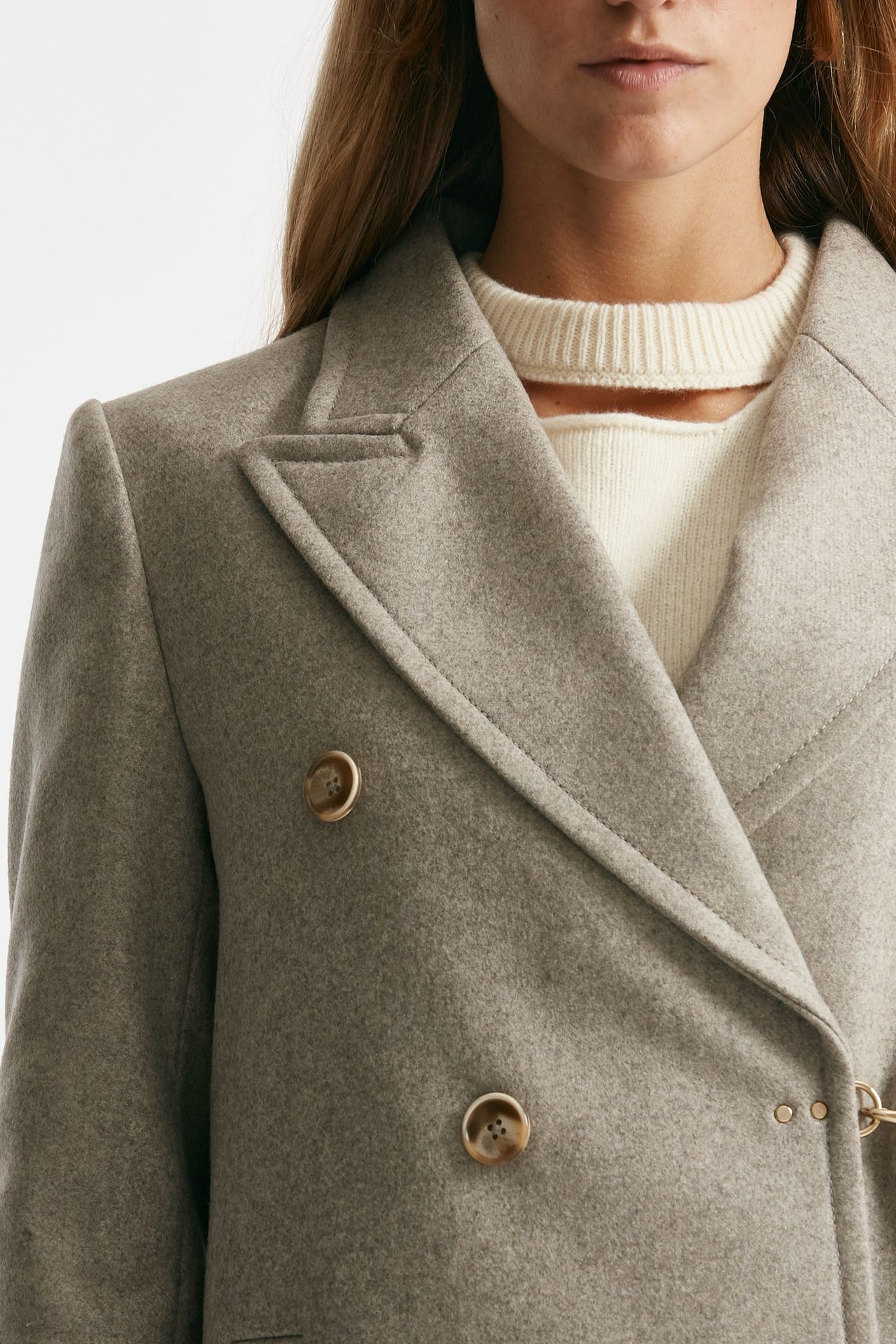 cappotto in panno di lana e cashmere beige donna Fay - 7