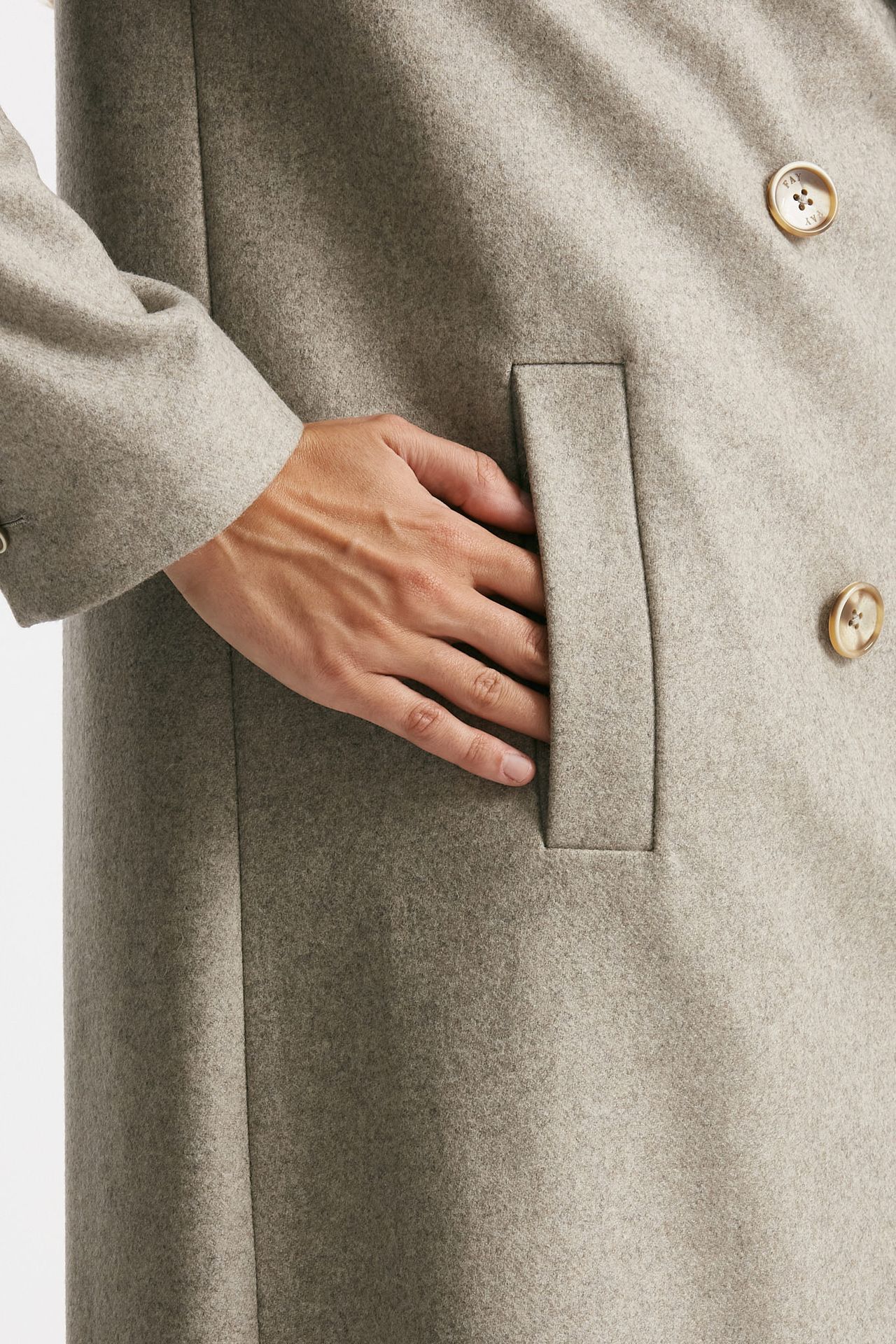 cappotto in panno di lana e cashmere beige donna Fay - 8