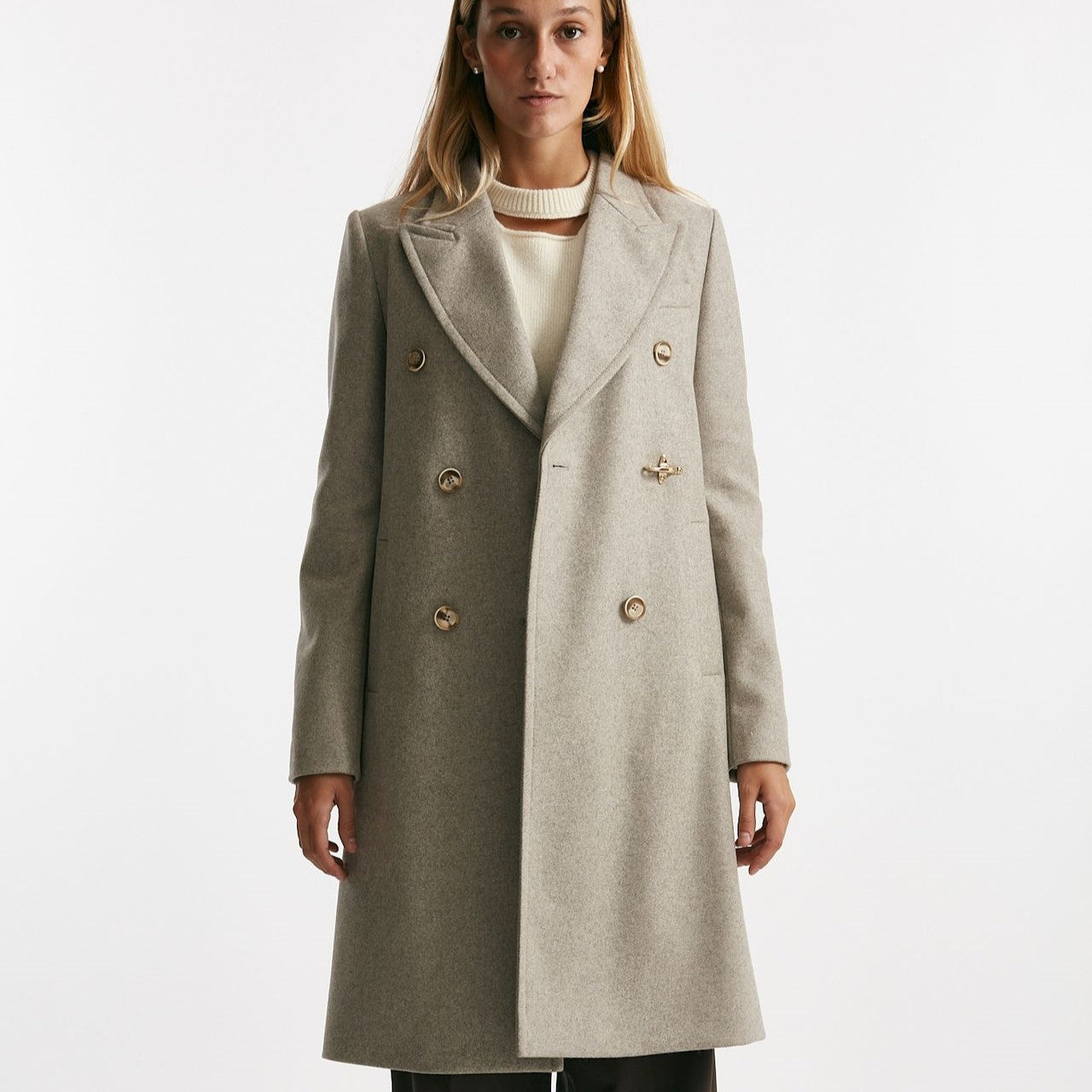 cappotto in panno di lana e cashmere beige donna Fay - 9