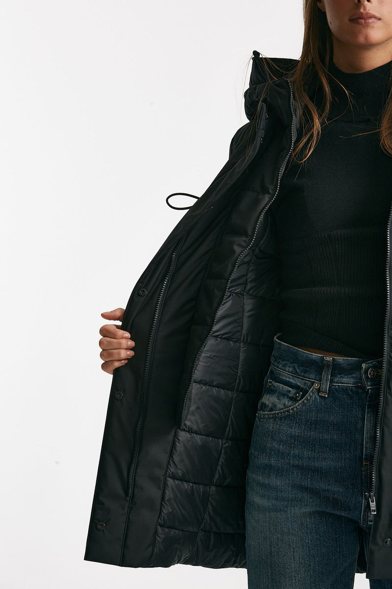 giaccone toggle in gabardina tecnica nero donna Fay - 6