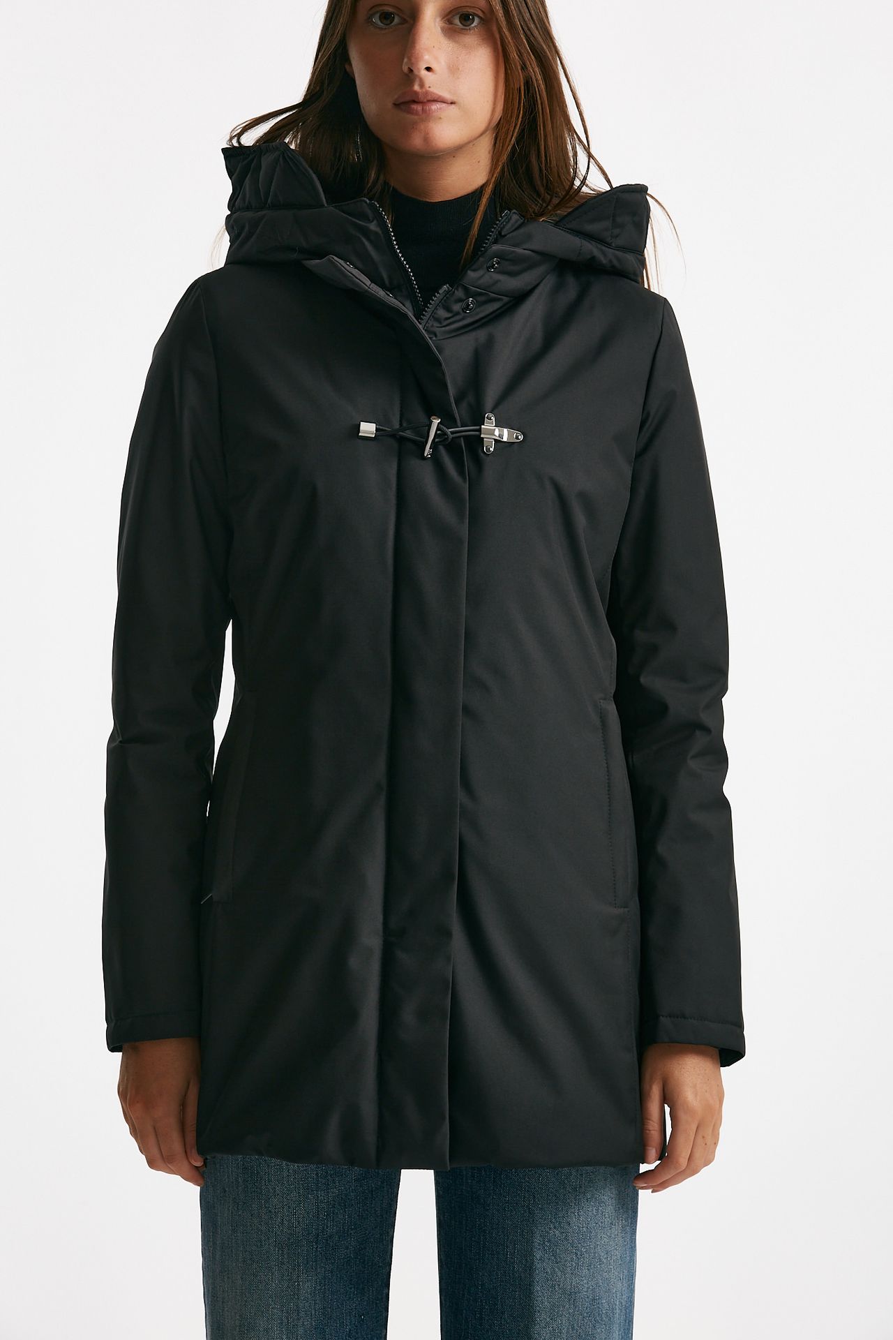 giaccone toggle in gabardina tecnica nero donna Fay - 5