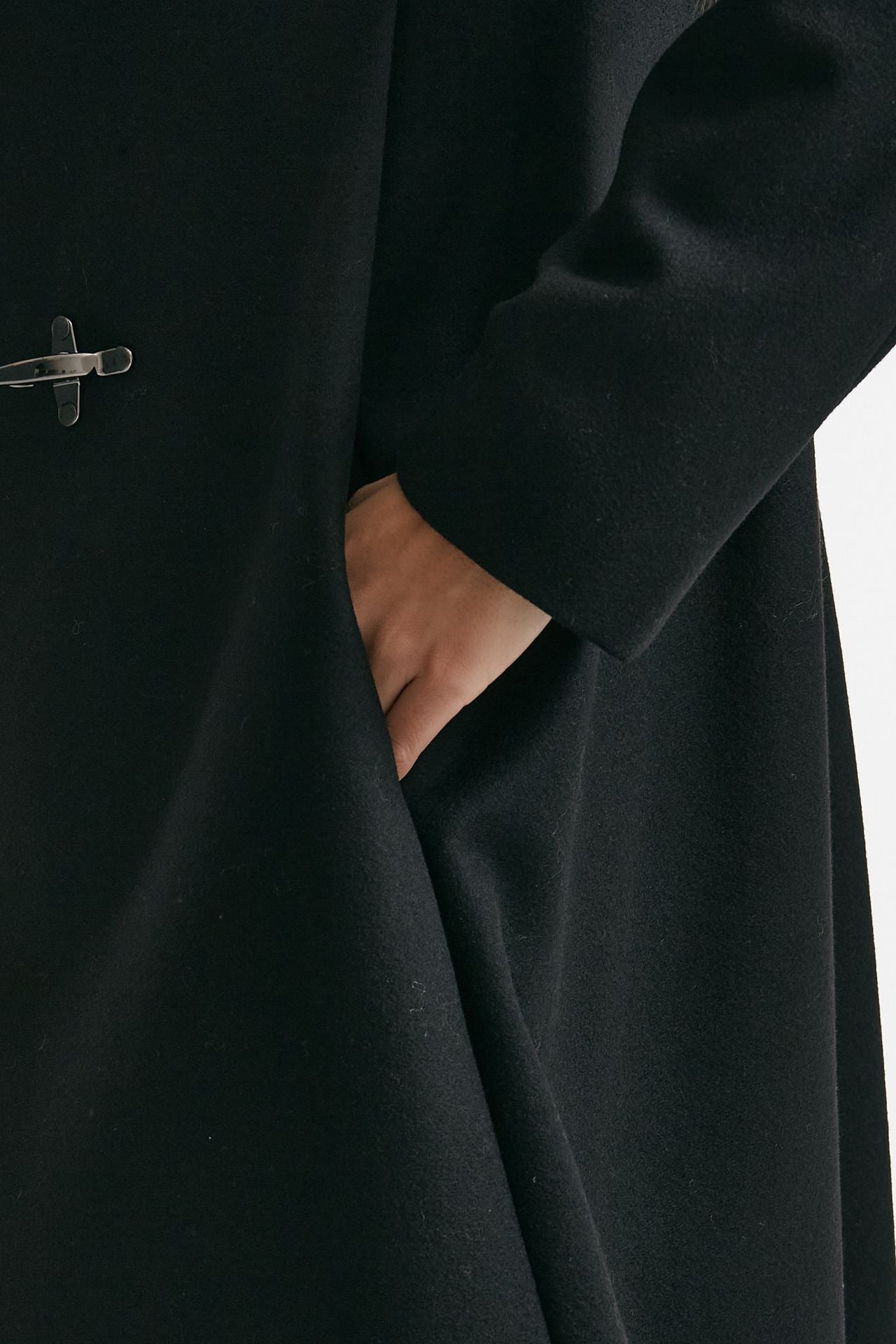 cappotto romantic in soffice panno nero donna Fay - 5