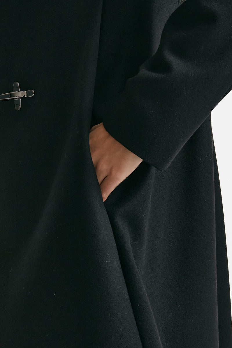 cappotto romantic in soffice panno nero donna Fay - 5