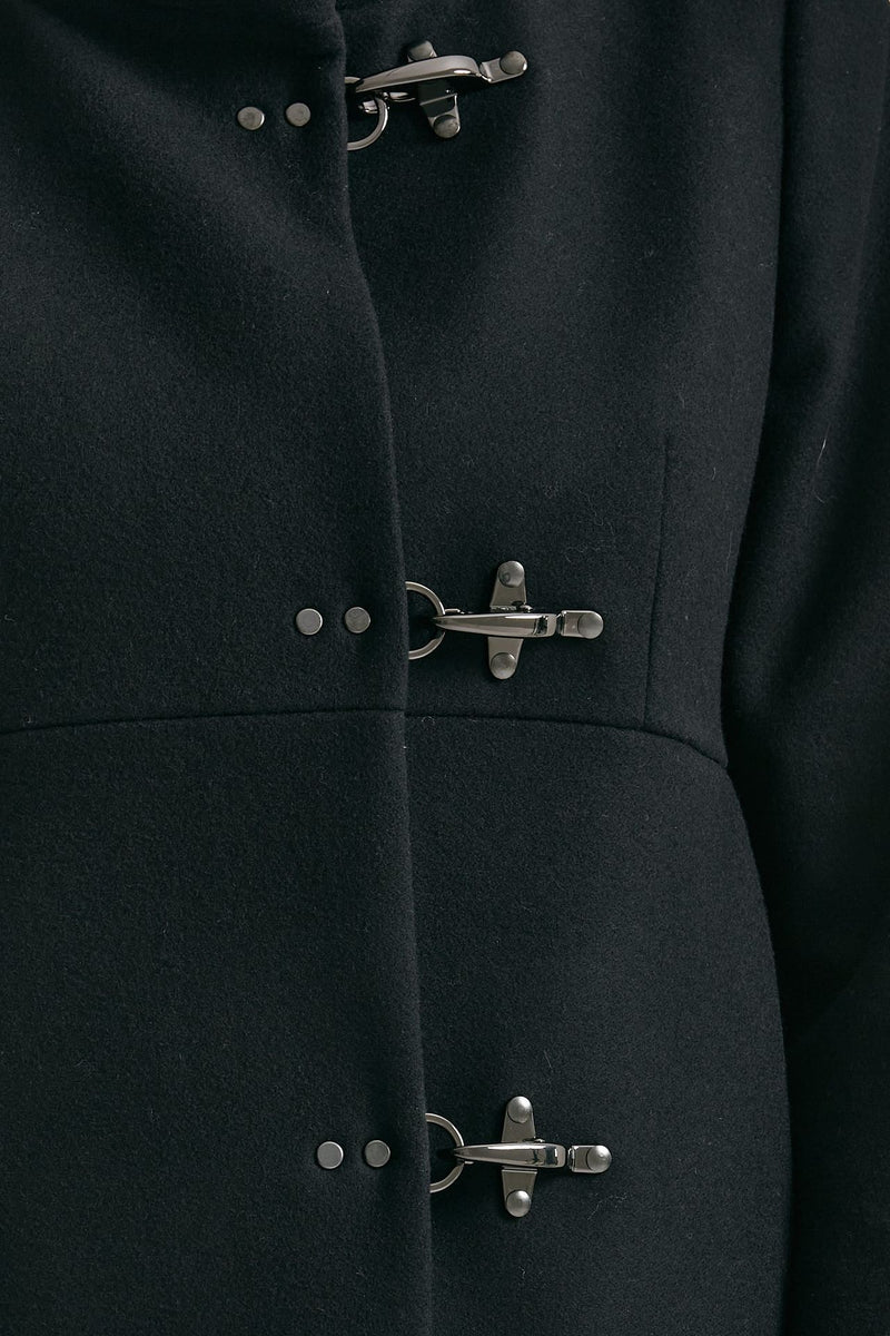 cappotto romantic in soffice panno nero donna Fay - 6