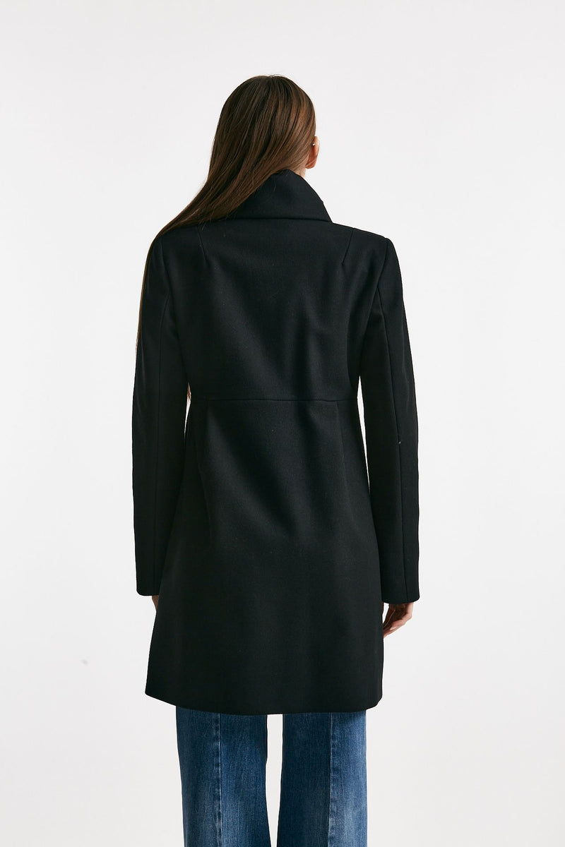 cappotto romantic in soffice panno nero donna Fay - 4