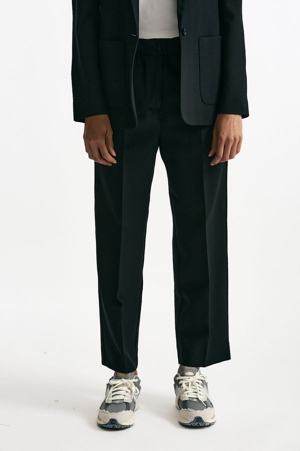 Pantalone morbido in lana nero donna Grifoni