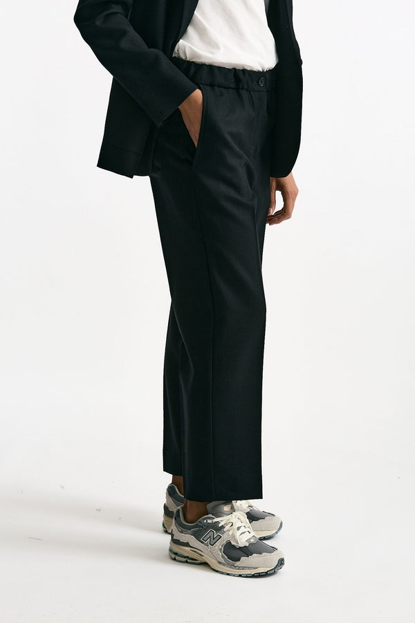 Pantalone morbido in lana nero donna Grifoni