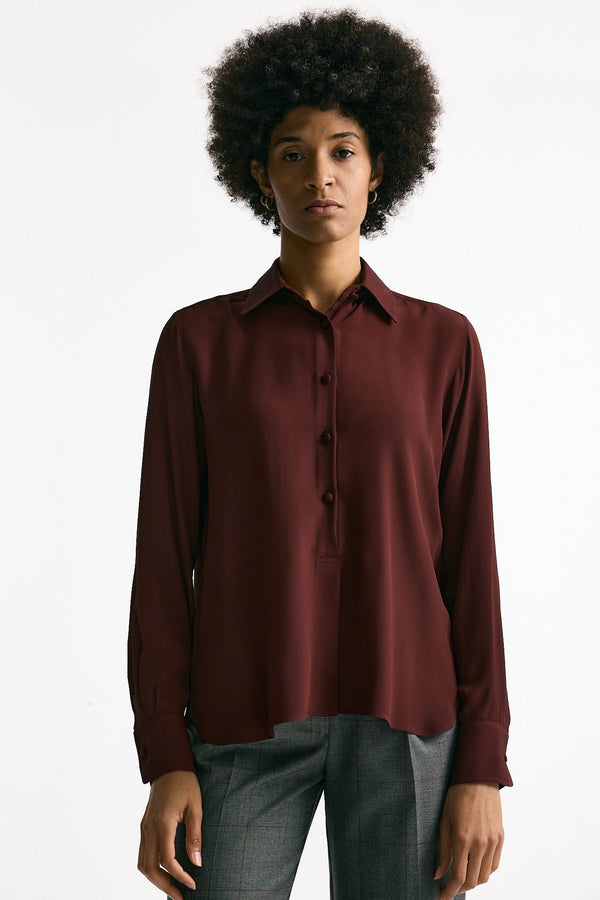 Camicia serafino misto seta bordeaux donna Grifoni