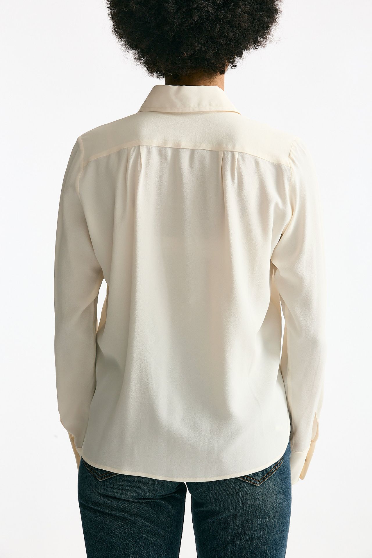 Camicia serafino misto seta crema donna Grifoni - 4