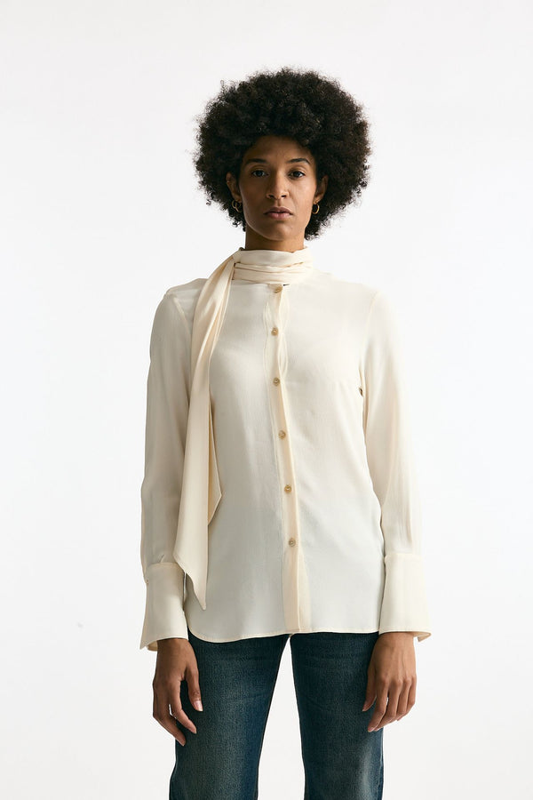 Camicia in misto seta crema donna Grifoni