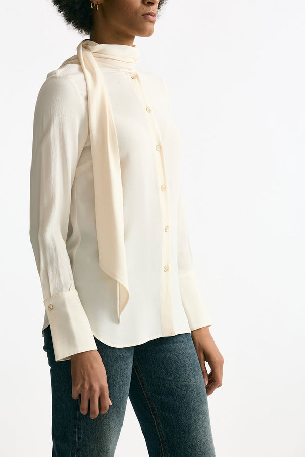 Camicia in misto seta crema donna Grifoni