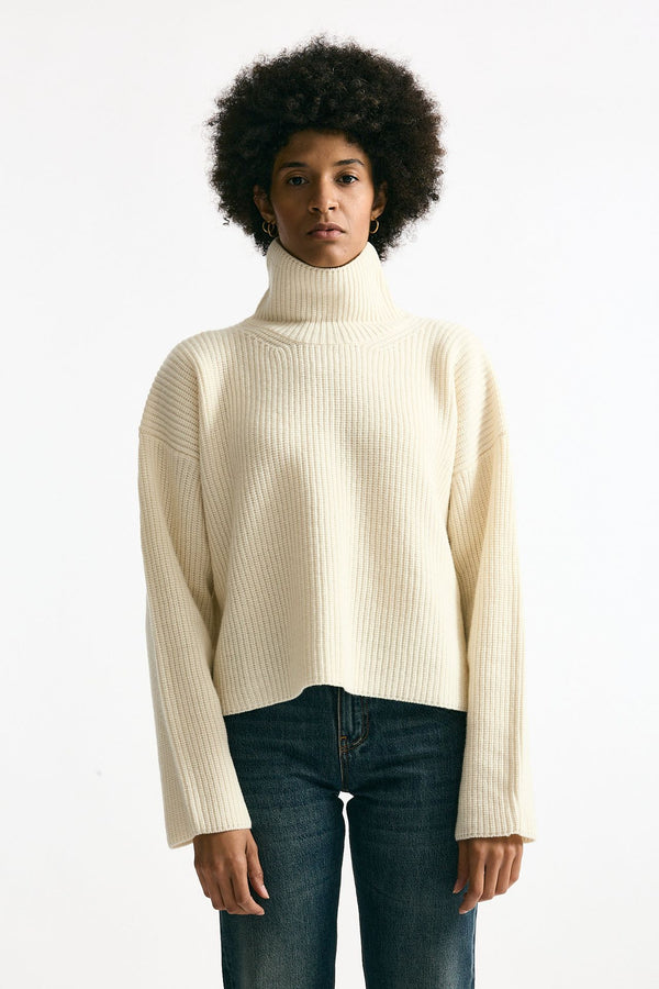 Maglia dolcevita in lana bianco donna Grifoni