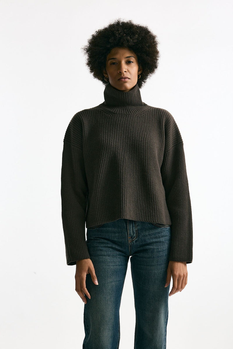 Maglia dolcevita in lana fango donna Grifoni - 1