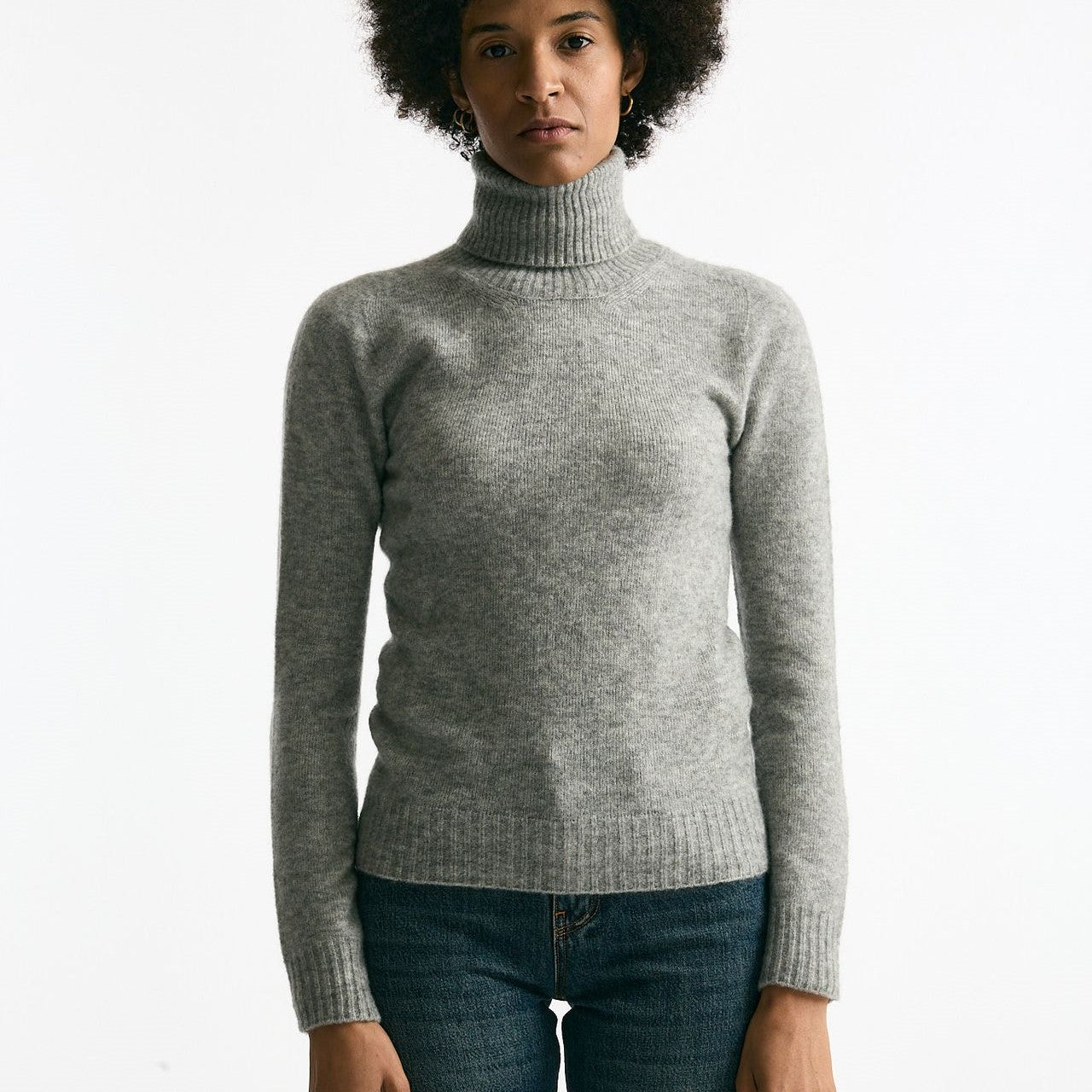 Dolcevita in cachemire e seta grigio melange donna Grifoni - 5