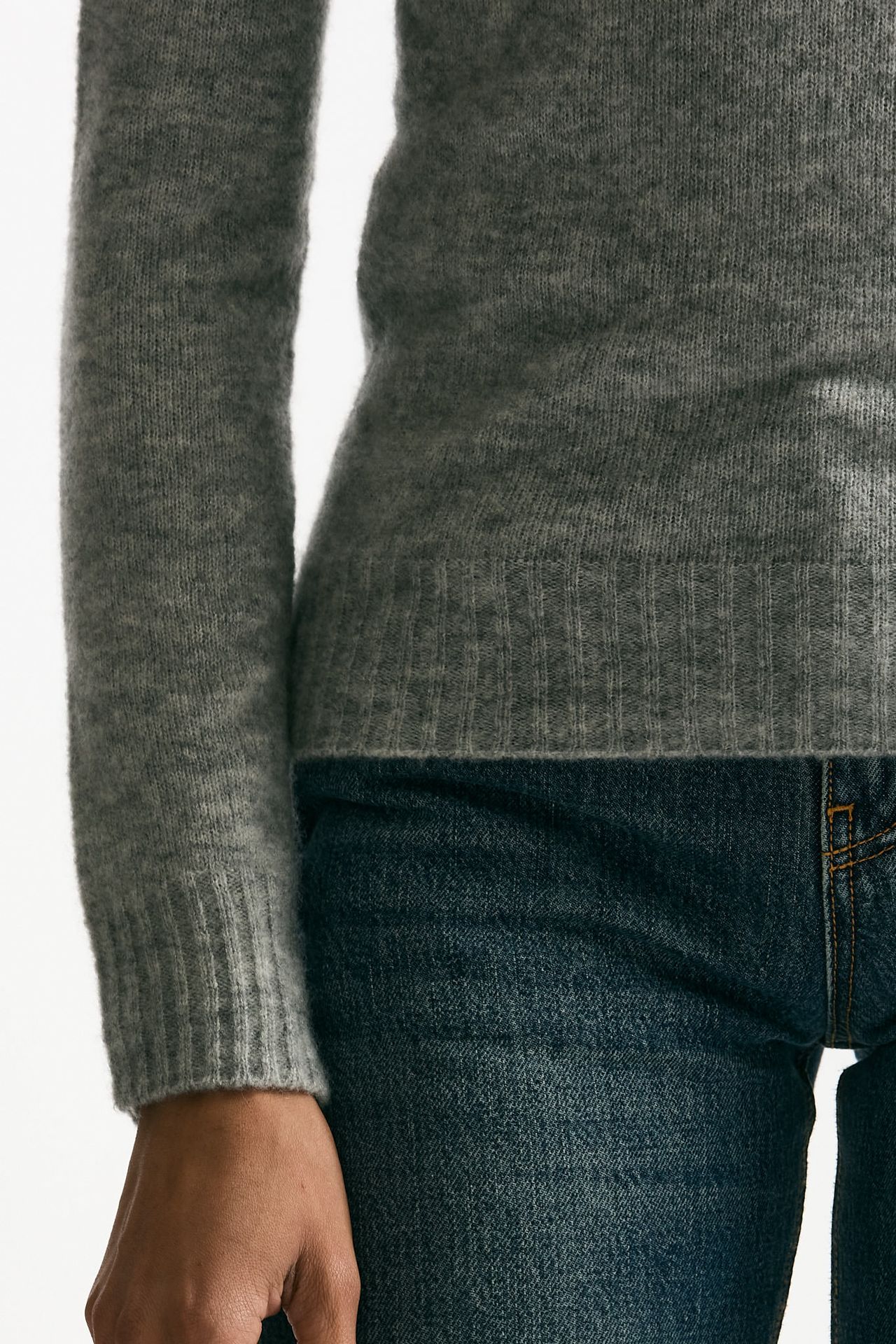 Dolcevita in cachemire e seta grigio melange donna Grifoni - 4