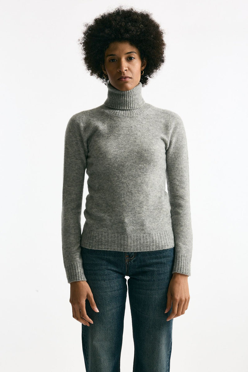 Dolcevita in cachemire e seta grigio melange donna Grifoni - 1