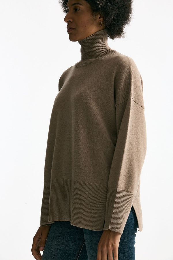 Dolcevita over in lana tortora donna Grifoni