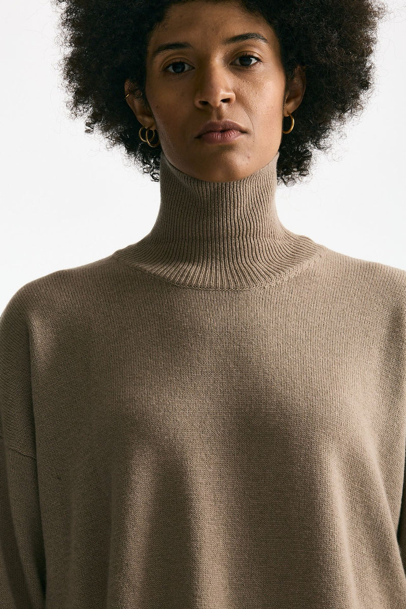 Dolcevita over in lana tortora donna Grifoni - 5