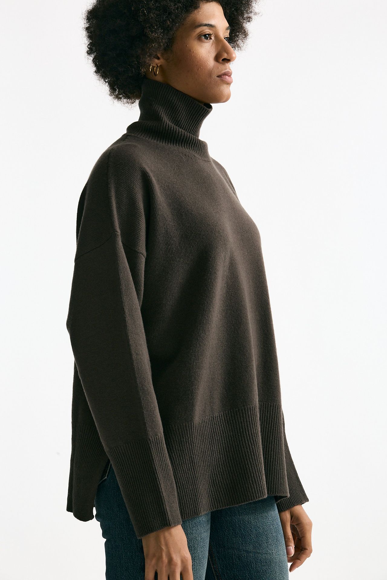 Maglia dolcevita over in lana fango donna Grifoni - 2