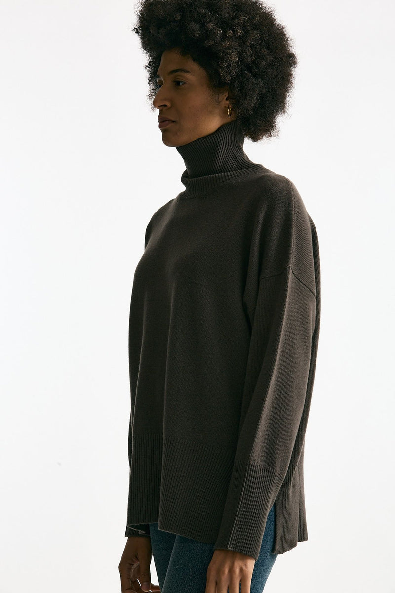 Maglia dolcevita over in lana fango donna Grifoni - 4