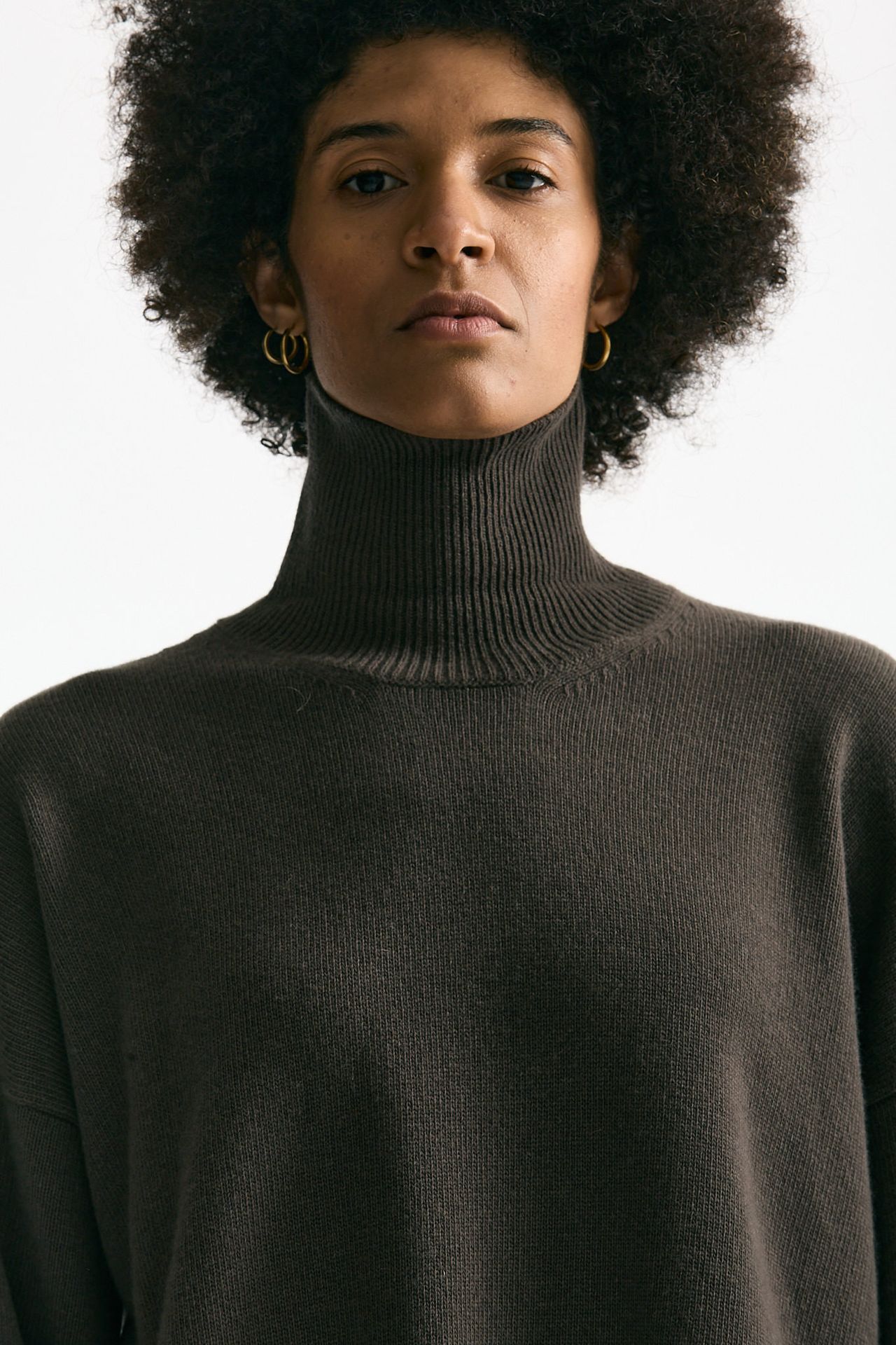 Maglia dolcevita over in lana fango donna Grifoni - 5