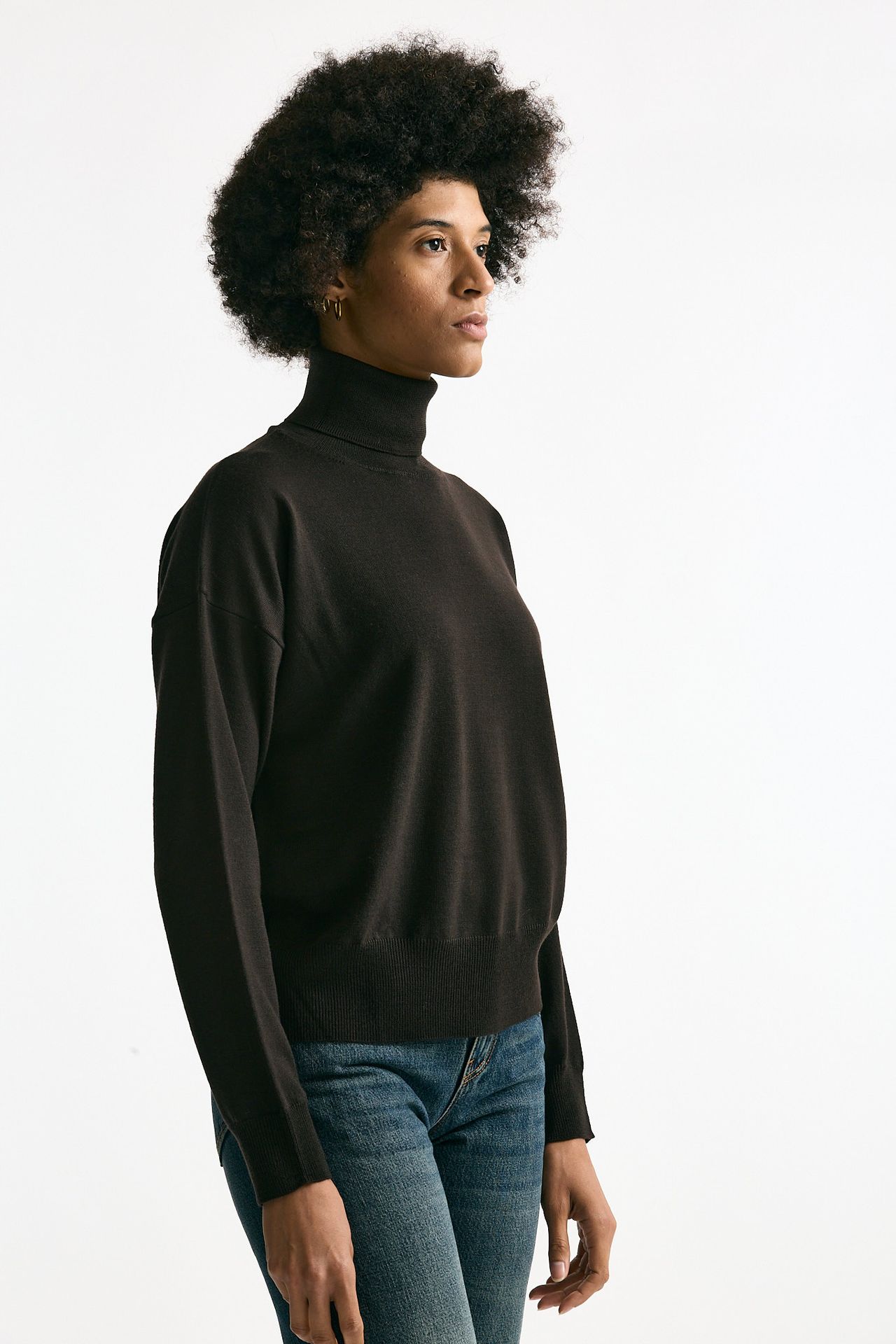 Maglia in lana rasata cioccolato donna Grifoni - 3